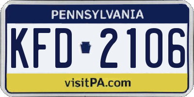 PA license plate KFD2106