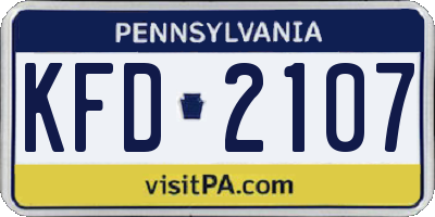 PA license plate KFD2107