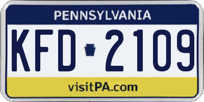 PA license plate KFD2109