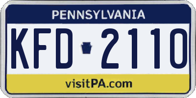 PA license plate KFD2110