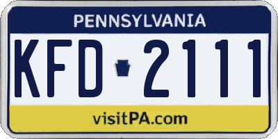 PA license plate KFD2111