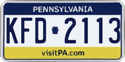 PA license plate KFD2113