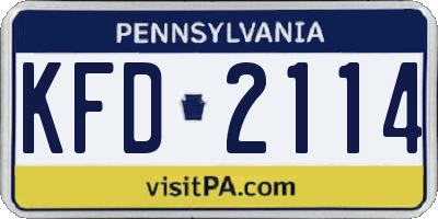 PA license plate KFD2114