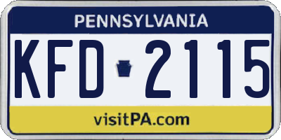 PA license plate KFD2115