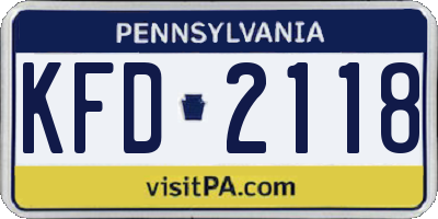PA license plate KFD2118