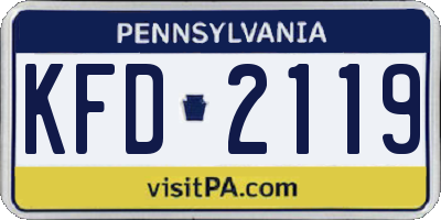 PA license plate KFD2119