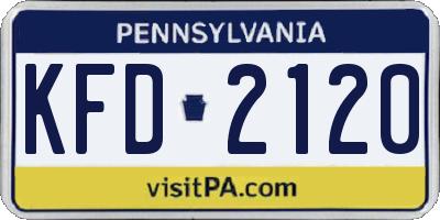 PA license plate KFD2120