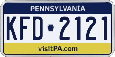 PA license plate KFD2121