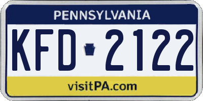 PA license plate KFD2122