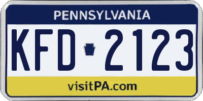 PA license plate KFD2123