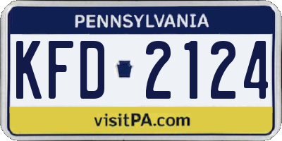 PA license plate KFD2124