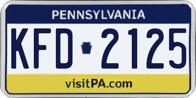 PA license plate KFD2125