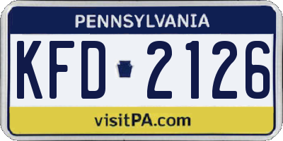 PA license plate KFD2126