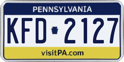 PA license plate KFD2127