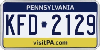 PA license plate KFD2129