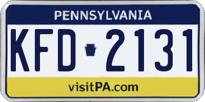 PA license plate KFD2131