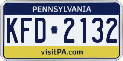 PA license plate KFD2132