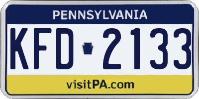 PA license plate KFD2133