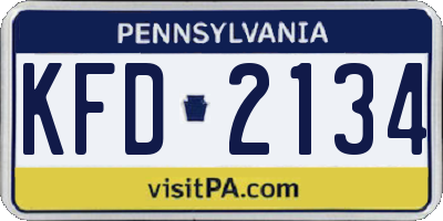 PA license plate KFD2134