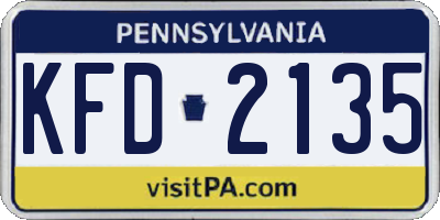 PA license plate KFD2135