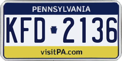 PA license plate KFD2136