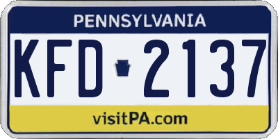 PA license plate KFD2137