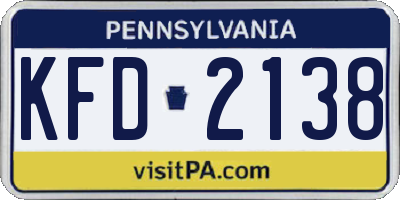 PA license plate KFD2138