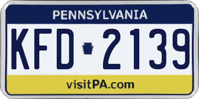 PA license plate KFD2139