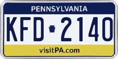 PA license plate KFD2140