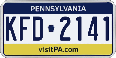 PA license plate KFD2141