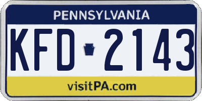 PA license plate KFD2143