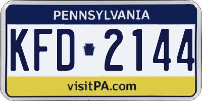 PA license plate KFD2144