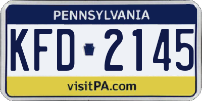 PA license plate KFD2145