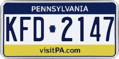 PA license plate KFD2147