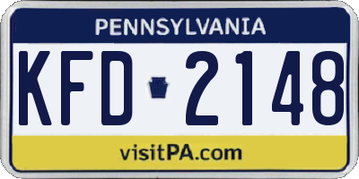 PA license plate KFD2148