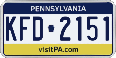 PA license plate KFD2151