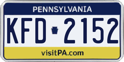 PA license plate KFD2152