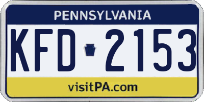 PA license plate KFD2153