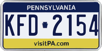 PA license plate KFD2154