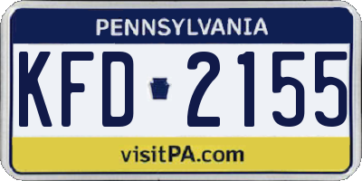 PA license plate KFD2155