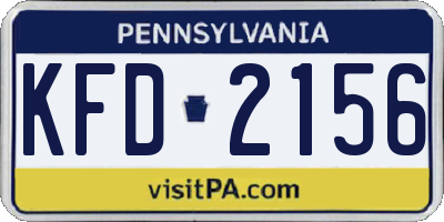 PA license plate KFD2156