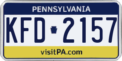 PA license plate KFD2157