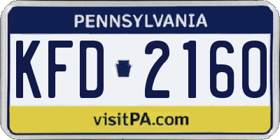 PA license plate KFD2160