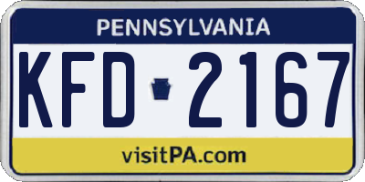 PA license plate KFD2167