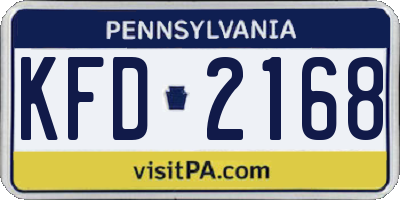 PA license plate KFD2168