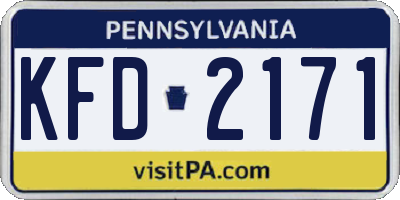 PA license plate KFD2171