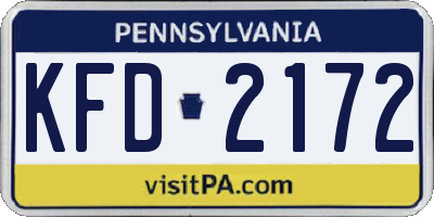 PA license plate KFD2172