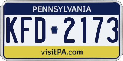 PA license plate KFD2173
