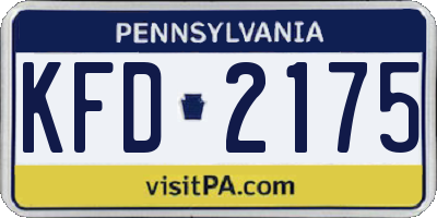PA license plate KFD2175