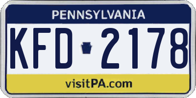 PA license plate KFD2178